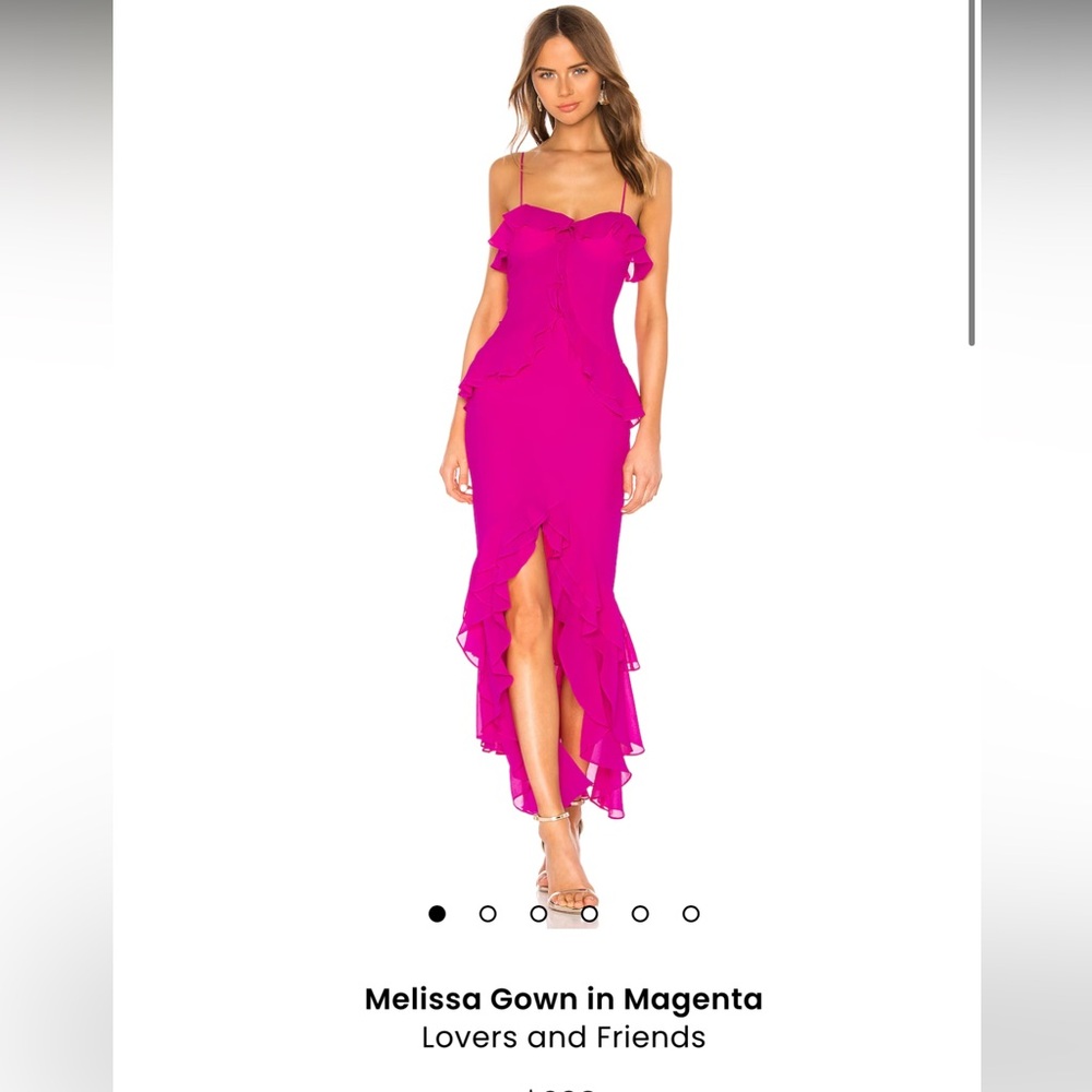 Lovers + Friends Pink (magenta) Ruffled Spaghetti Strap Dress